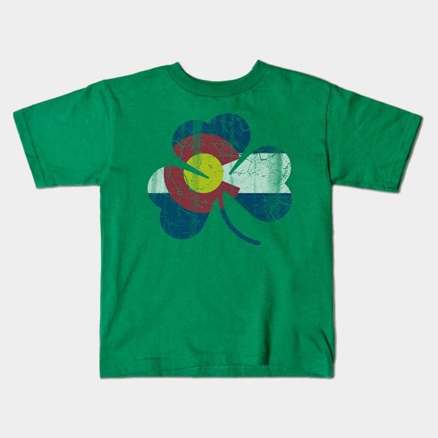 Colorado Flag Shamrock Irish St Patrick's Day Kids T-Shirt by E
